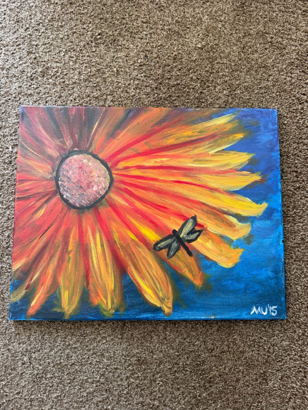 Original Hand-Painted Sunflower & Butterfly Canvas Art